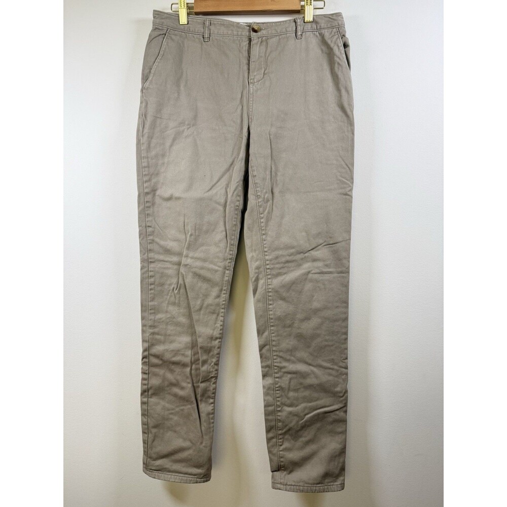 Woolrich Women's Beige Cotton Chino Pants Flat Front Plaid Lined Size 6